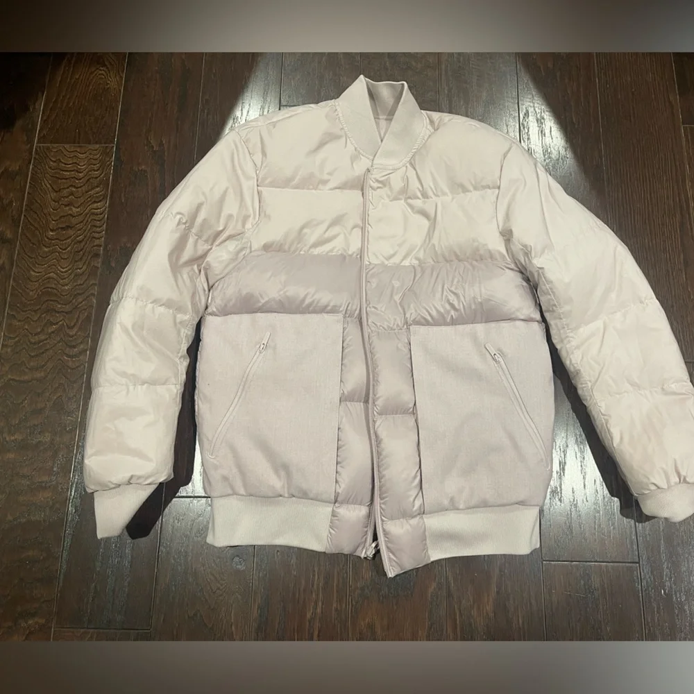 Lululemon Roam Far Reversible Wool Bomber Puff Down Jacket Porcelain Pink Size 6